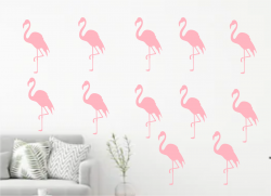 Flamingo Wall Decor Stickers Removable Decal Wall Art Wallpaper  Set of 30  5cm X 10cm Size of Each  Soft Pink Color
